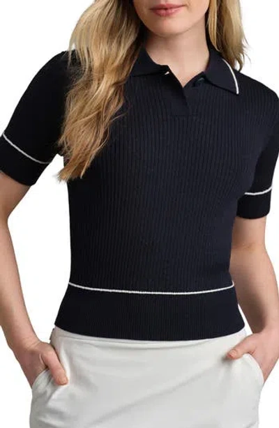 Rhone Birdie Rib Polo Sweater In Blue