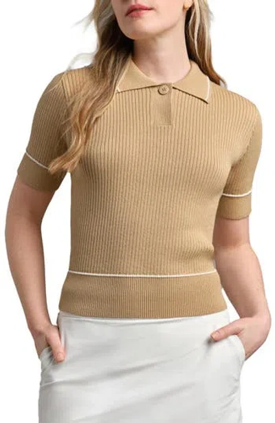 Rhone Birdie Rib Polo Sweater In Brown