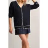 Rhone Birdie Tipped Oversize Cardigan In Blue