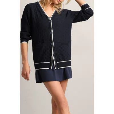 Rhone Birdie Tipped Oversize Cardigan In Blue