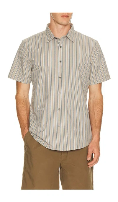 Rhone Brezza Linen Blend Short Sleeve Shirt In Brown