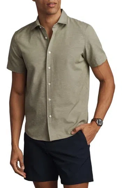 Rhone Brezza Performance Short Sleeve Button-up Shirt In Green