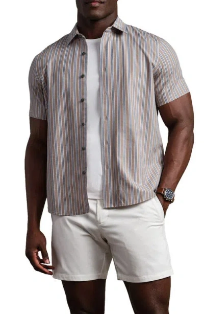 Rhone Brezza Performance Short Sleeve Button-up Shirt In Neutral