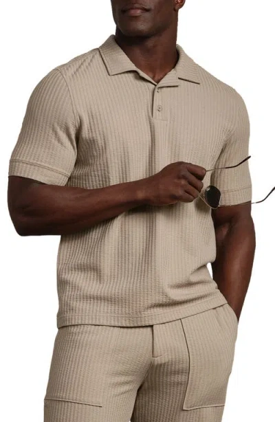 Rhone Casual Seersucker Polo In Neutral
