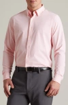 Rhone Commuter Semi Spread Collar Performance Button-up Shirt In Pink Mini Windowpane