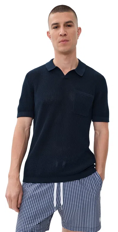 Rhone Coastal Johnny Collar Polo True Navy In Black