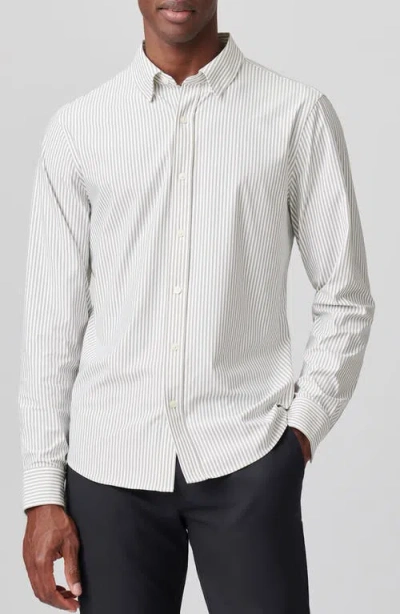 Rhone Commuter Checkered Shirt In White/khaki Stripe