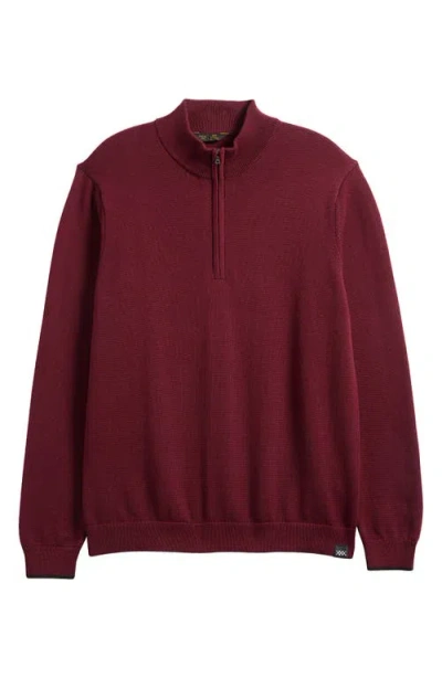 Rhone Commuter Quarter Zip Sweater In Tawny Port Red Heather