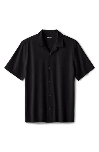Rhone Commuter Seersucker Camp Shirt In Black
