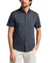 Rhone Commuter Seersucker Regular Fit Short Sleeve Shirt In Navy Chambray
