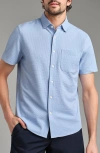 Rhone Commuter Seersucker Short Sleeve Button-up Shirt In Light Blue