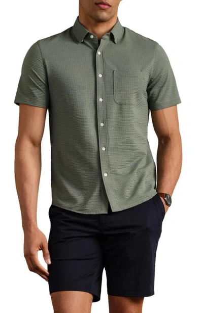 Rhone Commuter Seersucker Short Sleeve Button-up Shirt In Green