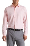 Rhone Commuter Semi Spread Collar Performance Button-up Shirt In Pink Mini Windowpane