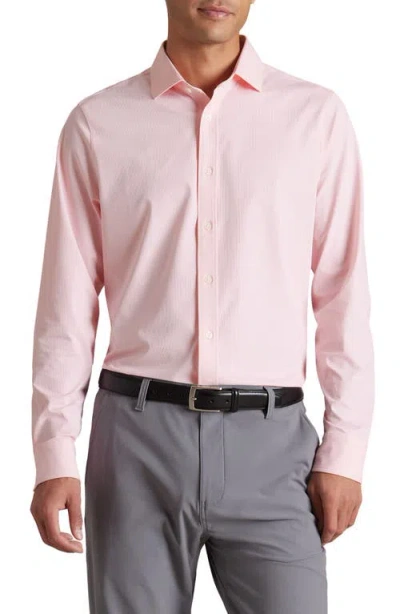 Rhone Commuter Semi Spread Collar Performance Button-up Shirt In Pink Mini Windowpane
