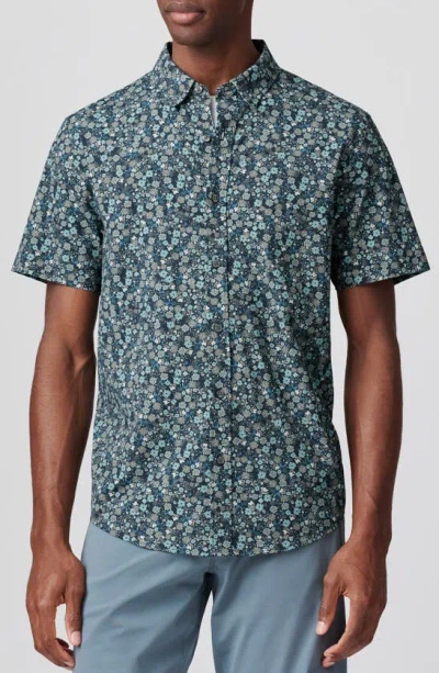 Rhone Commuter Short Sleeve Performance Button-down Shirt In Navy Floral Print