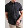 Rhone Commuter Short Sleeve Performance Button-down Shirt In Navy Geo Print