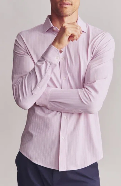 Rhone Commuter Slim Fit Button-up Shirt In Cloud Gray Wide Stripe
