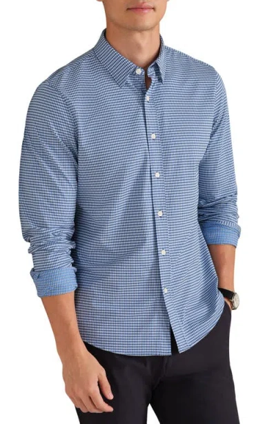 Rhone Commuter Slim Fit Gingham Check Performance Button-up Shirt In Blue