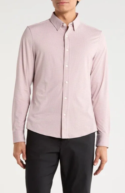 Rhone Commuter Slim Fit Gingham Check Performance Button-up Shirt In Pink