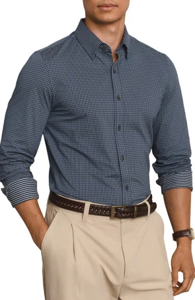 Rhone Commuter Slim Fit Gingham Shirt In Gray