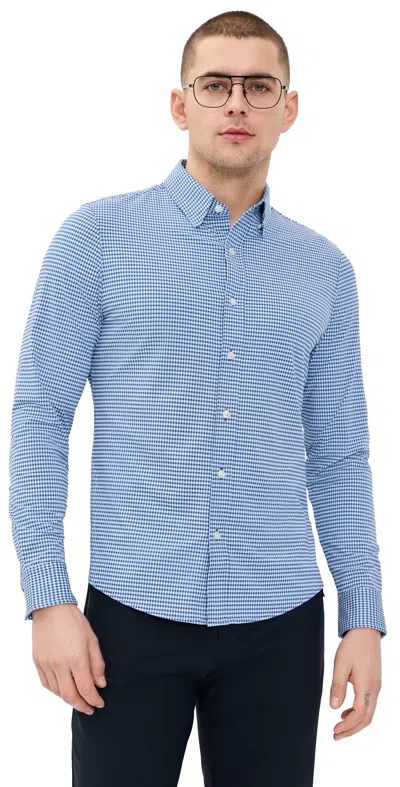 Rhone Commuter Slim Fit Shirt Navy Gingham In Blue