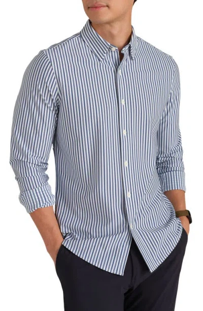 Rhone Commuter Slim Fit Stripe Performance Button-up Shirt In Blue