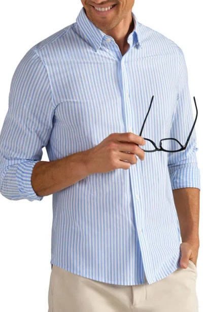 Rhone Commuter Slim Fit Stripe Performance Button-up Shirt In Blue