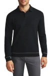 Rhone Compass Long Sleeve Polo In Black