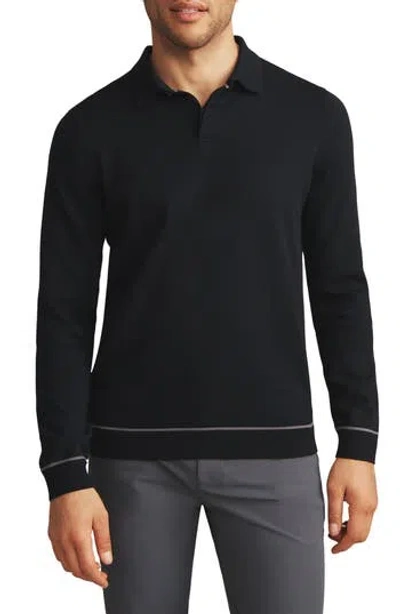 Rhone Compass Long Sleeve Polo In Black