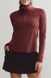 Rhone Course To Court Long Sleeve Quarter Zip Top In Burgundy