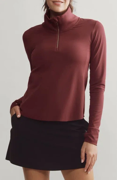 Rhone Course To Court Long Sleeve Quarter Zip Top In Burgundy