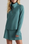 Rhone Course To Court Long Sleeve Quarter Zip Top In Green Sea