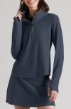 Rhone Course To Court Long Sleeve Quarter Zip Top In Navy Blue