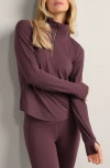 Rhone Course To Court Long Sleeve Quarter Zip Top In Brown