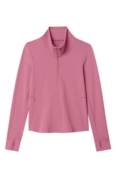 Rhone Course To Court Long Sleeve Quarter Zip Top In Rose Mist
