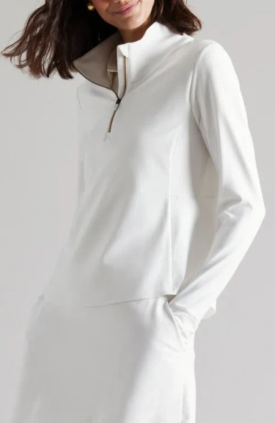 Rhone Course To Court Long Sleeve Quarter Zip Top In Snow White