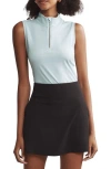 Rhone Course To Court Sleeveless Half Zip Top In Blue Cloud