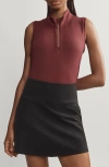 Rhone Course To Court Sleeveless Half Zip Top In Burgundy