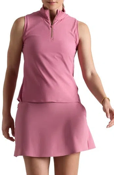 Rhone Course To Court Sleeveless Half Zip Top In Rose Mist