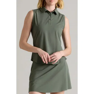 Rhone Course To Court Sleeveless Polo In Olive Shadow