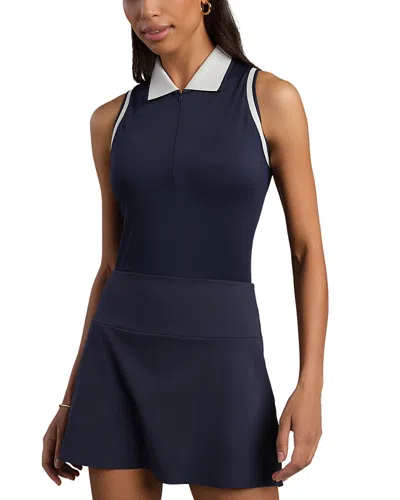 Rhone Course To Court Sleeveless Zip Polo Shirt In Blue