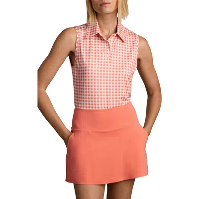 Rhone Court Gingham Sleeveless Polo In Orange