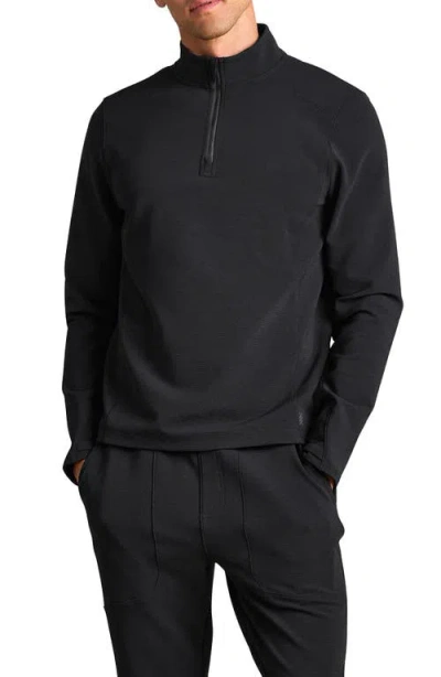Rhone Covert Rib Quarter Zip Pullover In Black