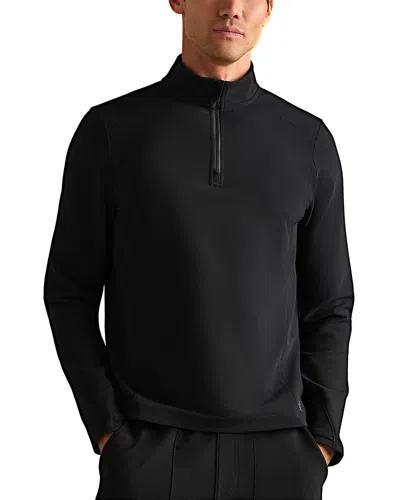 Rhone Covert Ribbed Quarter Zip Sweatshirt In Black