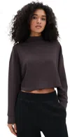 Rhone Dreamglow Cropped Mock Neck Sweatshirt Dark Espresso In Animal Print