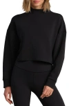 Rhone Dreamglow Mock Neck Crop Sweatshirt In Black
