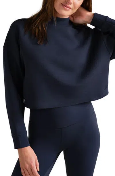 Rhone Dreamglow Mock Neck Crop Sweatshirt In Blue