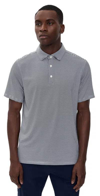 Rhone Drive Time Polo True Navy/white Stripe In Gray