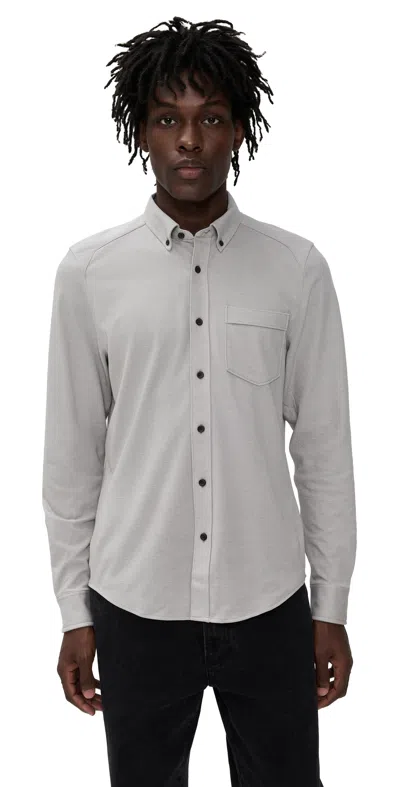 Rhone Effortless Oxford Button Down Shirt Foggy Taupe Heather In Gray