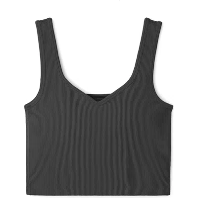 Rhone Embrace Seamless Rib Crop Top In Asphalt
